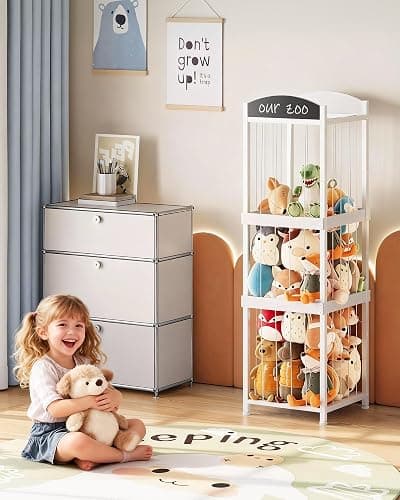 CHOEZON Stuffed Animal Storage, Stuffed Animal Organizer with Elastic Cords, Zoo Stuffed Animal Holder, Toy Storage Organizer, for Living Room, Nursery, Bedroom, Playroom, White TCW44WB thumbnail 4