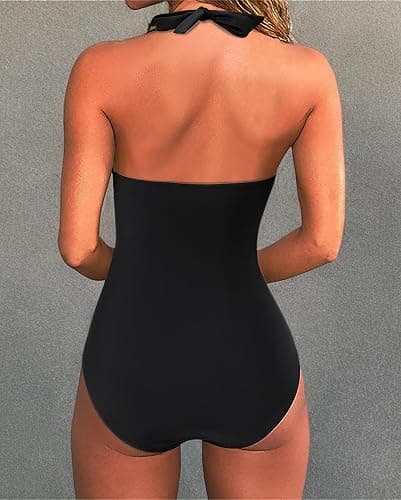 SUUKSESS Women Sexy Tummy Control One Piece Swimsuits Halter Push Up Bathing Suits thumbnail 9