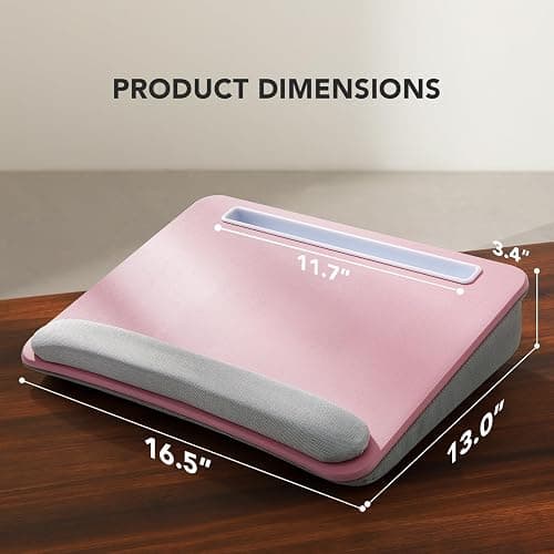 HUANUO Lap Laptop Desk - Portable Lap Desk with Cushion, Fits up to 15.6 inch Laptop, Anti-Slip & Storage Function - Pink thumbnail 3
