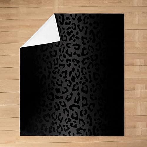 Feelyou Leopard Flannel Fleece Blanket 40"x50" Cheetah Print Plush Throw Blanket, for Sofa Couch Black Wild Animal Blanket Room Decor Safari thumbnail 3