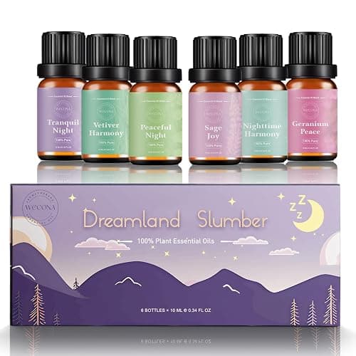 WECONA Essential Oils for Diffusers for Home - Sleep Aromatherapy Oils Set for Humidifiers, 6x10ml - Essential Oil Blends Including Lavender, Cedar, Sweet Orange, Geranium, Roman Chamomile - Image 1