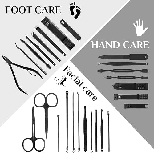 MINKINH Manicure Set Professional Nail Clipper Kit-26 Pieces Stainless Steel Manicure Kit,Nail Care Tools with Luxurious Travel Case Nail Grooming Kit Present for Men Husband Boyfriend Parent thumbnail 2