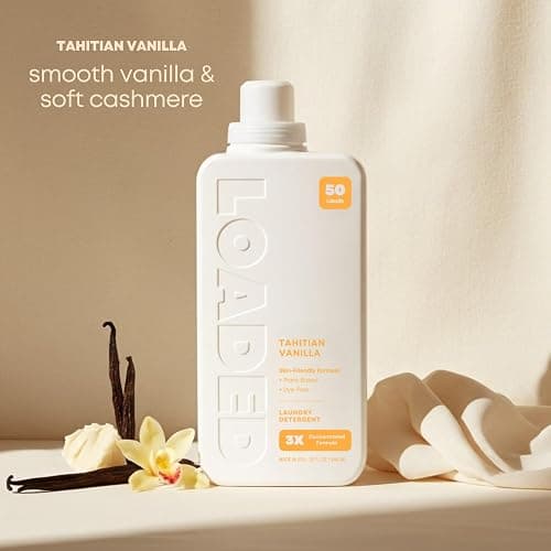 Loaded Laundry Detergent, Luxury Cologne & Perfume Scented | 50 Loads | Vanilla & Cashmere | Skin-Friendly & Plant-Based | Made in USA | 32 oz thumbnail 2