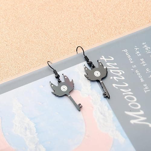 LQRI Anime Character Gifts Demon Cartoon Characters Inspired Heart-Shaped Wings Key Earrings Anime Series Merchandise thumbnail 3