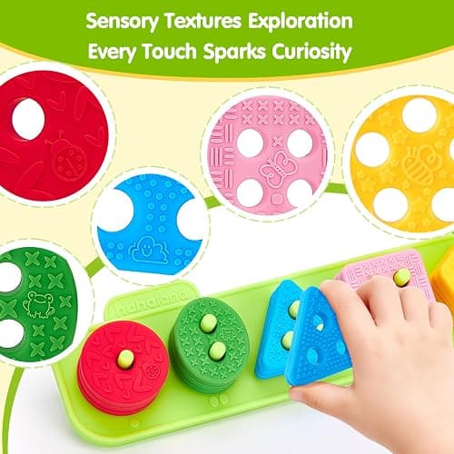 hahaland Silicone Sorting & Stacking Toys - Montessori Toys for 1 Year Old | Textured Soft Blocks, Shape Sorter, Color Sorting for Toddlers 1-3, Learning Sensory Baby Toy 1st One Year Old Birthday Gifts thumbnail 4