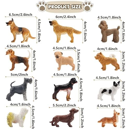 DOITEM Dog Figures for Kids, 12pcs Plastic Realistic Puppy Figurines, Small Dog Cake Topper, Learning Educational Toys Cake Toppers Birthday Gift for Kids Toddlers thumbnail 3