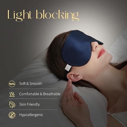 ZIMASILK Adjustable 100% Mulberry Silk Sleep Mask | Super-Smooth Soft Natural Silk Eye Mask for Sleep, Travel, Multiple Color Options ( Navy Blue ) thumbnail 2