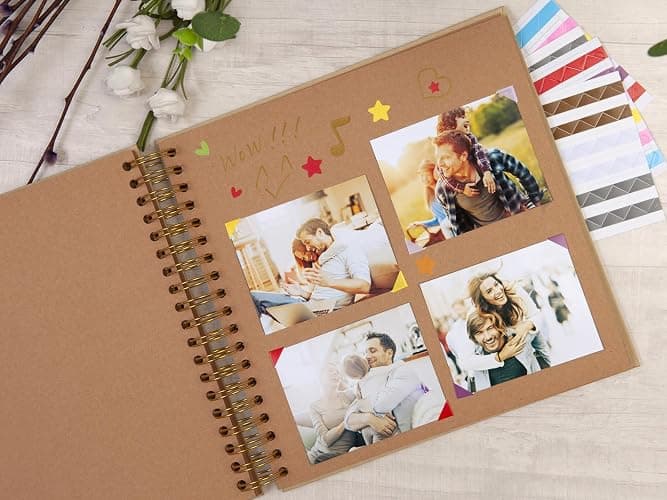 potricher 10 x 10 Inch DIY Scrapbook Photo Album 80 Pages, Yellow | Thick Kraft Paper Scrap Book Photo Albums, Memory Book for Wedding, Anniversary, Baby, Family, Travel, DIY Projects thumbnail 2