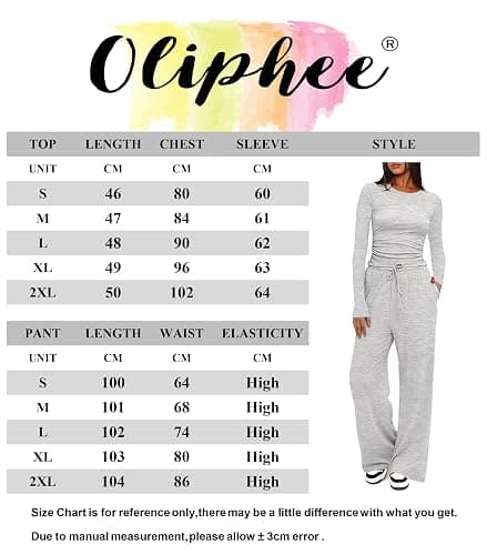 OLIPHEE Ensemble Femme 2 Pièces Haut Manches Longues et Pantalon Fluide Jambe Large Ensemble Chic et Elegant Survêtement Femme Combinaison Outfit Yoga Fitness Jogging thumbnail 7