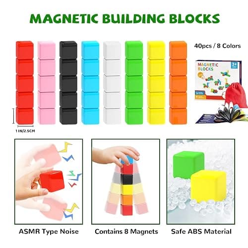 Hiwawind Magnetic Blocks for Toddlers -Ideal Gifts for 3 4 5 6 Year Old,Classroom Must Haves STEM Learning Toys for 3-5 Year Old Boys & Girls, Safe & Strong Building Blocks with ASMR Sounds thumbnail 9