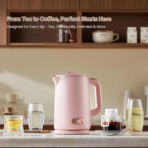 OLEGA Electric Tea Kettle: 1200W Fast Boil Electric Water Kettles 1.5L | Stainless Steel Kettle; Large Electric Water Kettle; Plastic Free Teapot; Auto Shut-Off Water Boiler; Fast Boil Kettles thumbnail 2