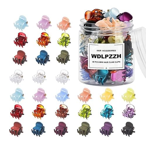 48pcs Mini Hair Claw Clips for Women Girls, Small Tiny Hair Clips Claws Little Plastic Jaw Clamps Clips with Transparent Box (Multi-Colored) - Image 1