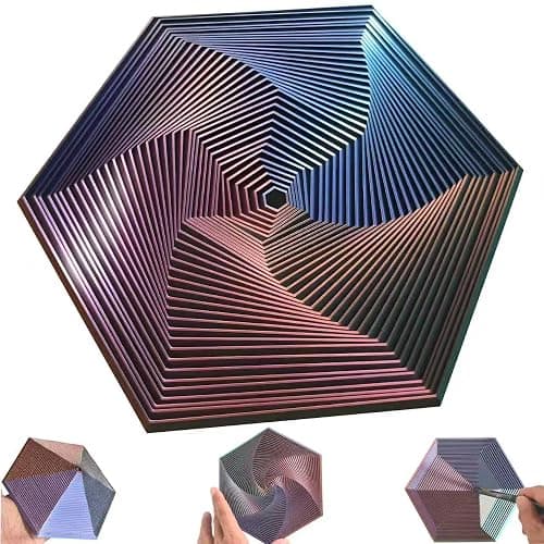 Fractal Fidget Hexagon - Suitable for Relieving Stress, Anxiety, and Tension | Autism, ADHD | Desk Adult Fidgeting Stress Relief Gift (Green Purple Copper 35 Rings) - Image 1