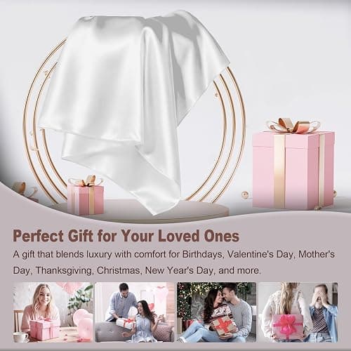 LYSHIN White Silk Pillow Cases Standard Size with Hidden Zipper | 19 Momme Mulberry Silk Pillowcase for Skin and Hair, Anti-Acne, Hypoallergenic, Cooling, Beauty Sleep, Gifts for Women thumbnail 7