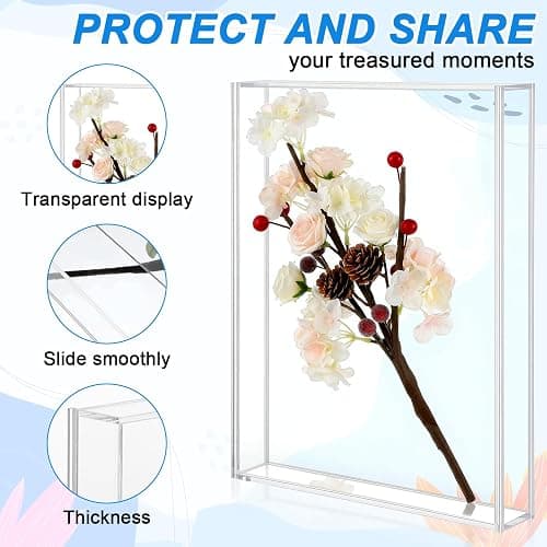 2 Pcs Acrylic Shadow Box, Shadows Box DIY Frames Tabletop/Wall Mount Assembly Cases, Clear Acrylic Display Cases for Crafts Display Wedding Memory Dried Flower Book Shop Decor (8 x 10'') thumbnail 4