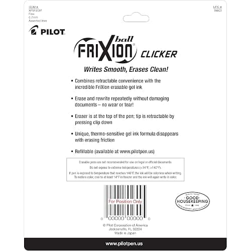 PILOT FriXion Erasable Pens Retractable Gel Ink, 6 Pack (3 Black & 3 Blue) + 4 Bonus Refills, Fine Point 0.7mm Erasable Gel Pens thumbnail 9