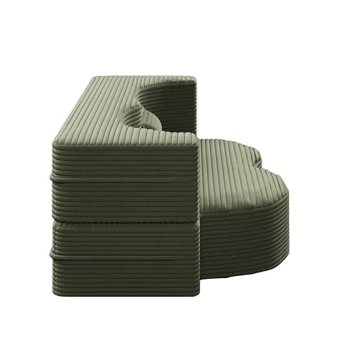 ALAMHI 78" Full Size Floor Sofa, Folding Queen Sleeper Couch, Futon Loveseat Sofa, Plush Corduroy Foam-Filled Sleeper Couch Bed, Fold Mattress Bed for Living Room, Guest Use, Office, Apartment, Green thumbnail 7