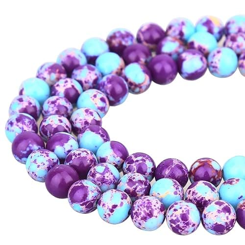 ALZLDYS Purple-Blue Imperial Jasper Beads 62pcs 6mm Stone Beading Loose Gemstones Hole Size 1mm DIY Smooth Bead for Bracelet Necklace Earrings Jewelry Making thumbnail 4