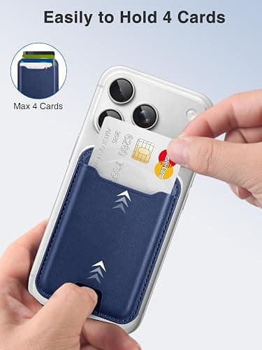 TopMade for Magsafe Wallet, Strongest Magnetic Card Holder for iPhone 17, iPhone 16/15/14/13/12 Series, Leather Magnetic Phone Wallet with Powerful Magnet, RFID Blocking, Fit 4 Cards, Dark Blue thumbnail 3