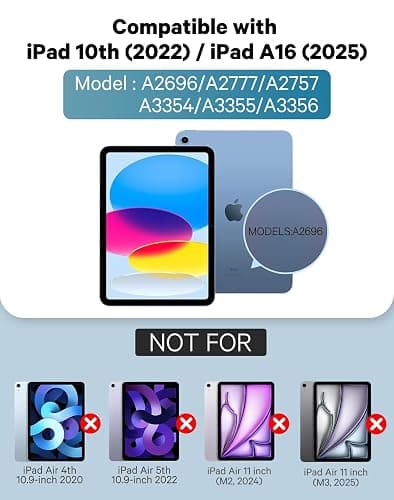 CHESONA for iPad 10th Generation Case with Keyboard, 7 Color Backlight, Multi-Touch Trackpad, Flip Stand Case with Pencil Holder, 2 Wireless Channels for iPad (A16) 11th/10th Gen 2025/2022, Steel Blue thumbnail 2