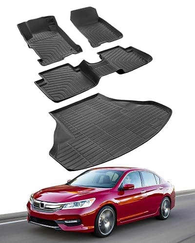 for Honda Accord Floor Mats 2013 2014 2015 2016 2017(Not for Coupe/Hybrid), 9th Gen for Accord LX/LX-S/Sport/EX/EX-L/Touring Heavy Duty TPE All Weather Waterproof Floor Liners Cargo Accessories - Image 1