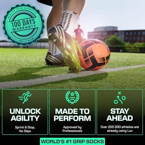 Lux Dual Grip Socks - Soccer Grip Socks for Men and Women. GripArray Performance & Comfort thumbnail 3