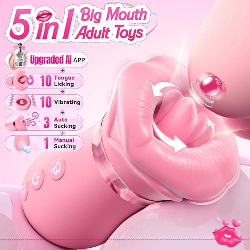 Mouth Sucking Vibrator Rose Sex Toy for Women Female Couples | Tongue Lick Suction Vibrators, AI App, Easy-Grip, Velvety Silicone, IPX7 Waterproof, Ultra-Quiet Adult Toys & Games thumbnail 2