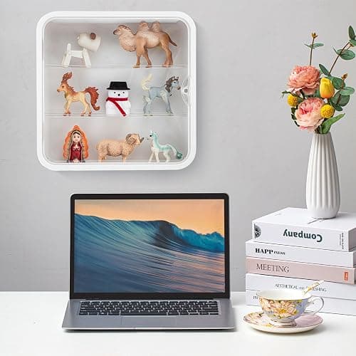 Menkxi 2 Pcs Display Case for Figures 3 Tiers Doll Storage Box Wall Mounted Clear Box Dust Proof Display Cabinet Organizer with Magnetic Door for Mini Toys Action Figures Collectibles, White thumbnail 6