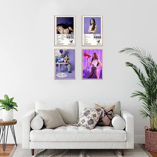 Olivia Poster (Set of 4) Rodrigo Album Cover Canvas Wall art for Room Decor Gift Unframe-style 08x12inch(20x30cm) thumbnail 3