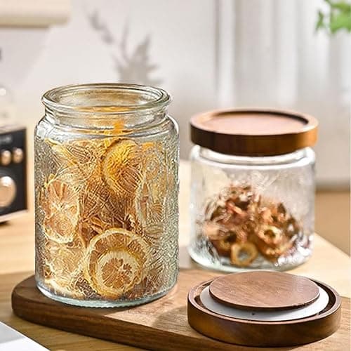 24 OZ Airtight Glass Storage Jar with Bamboo Lid - Vintage Glass Jar Vintage Food Containers Canisters Set for Kitchen Counter & Pantry - Ideal for Sugar, Flour, Coffee, Tea, Candy, Oats -2 Pack thumbnail 2