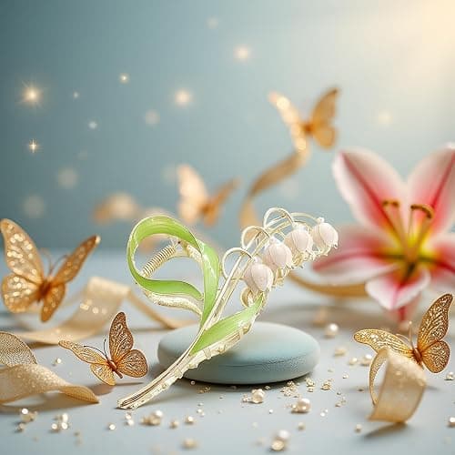 1PC Gold Lily of The Valley Flower Hair Clips, Large Metal Claw Clip,Orchid Clamps,Lily Jaw Clamp Styling Accessories for Thick Thin, Clips and Barrettes thumbnail 3