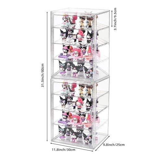 2 Pack 4 Tier Display Case for Collectibles,Clear Display Box with 3 Movable Plates ,Storage Container with Magnetic Door (XXL-4 Tier-2 Pack) thumbnail 3