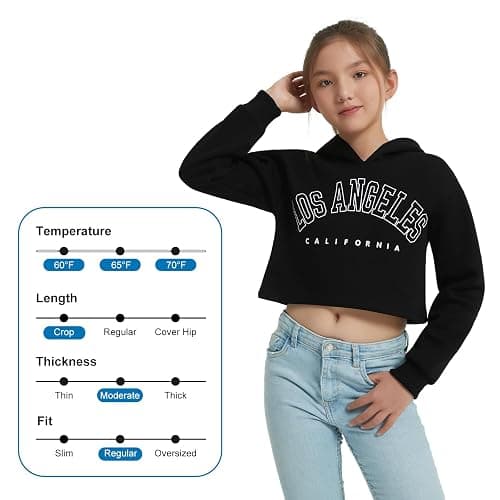 EXARUS Girls Sweatshirts Oversized/Crop Graphic Hoodie Letter Print Crew Neck Pullover Long Sleeve Casual School Kids thumbnail 3