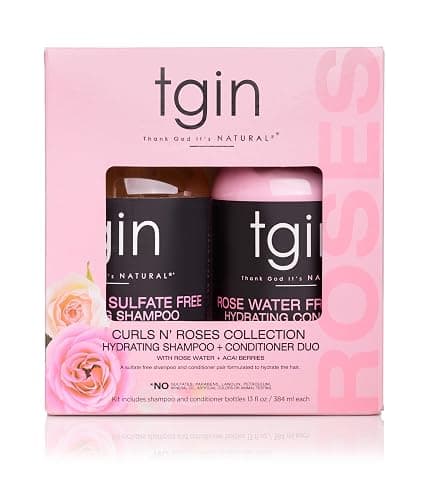 tgin Rose Water Shampoo + Conditioner Duo for Curly, Coily and Wavy Hair, Sulfate Free, with Rose Water, Acai Berries, Nourishes and Detangles Dry, Color Treated Hair, 13 oz thumbnail 6