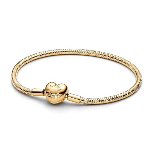PANDORA Moments Schlangen-Gliederarmband mit Herz-Verschluss aus Sterling Silber mit vergoldeter Metalllegierung, Kompatibel Moments, Größe:18, 563050C00-18 - Image 1