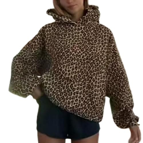 Vhitler Cheetah Print Pullover Sweatshirt Hooded Y2k Graphic Hoodies Oversized Leopard Print Hoodie Streetwear 2000s - Image 1