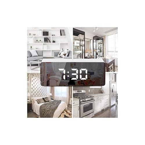 TFUFR Alarm Clock, Digital Alarm Clock 3" LED Display with Light Sensing Dimming Mode, Snooze, Adjustable Brightness, Bedside Clock for Bedroom Living Room Home Decor, White thumbnail 7