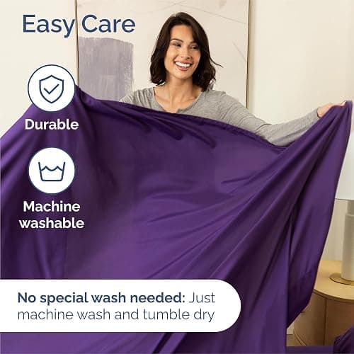 King Size 4 Piece Sheet Set - Comfy Breathable & Cooling Bed Sheets Set - Hotel Luxury Bedding for Women, Men, Kids, Teens, Boys & Girls - Deep Pockets, Ultra-Soft, Wrinkle Free - Oeko-Tex - Purple thumbnail 7