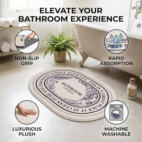 Black and White Bathroom Rug 20x32inch Super Soft and Plush, Cute Aesthetic Bath Mat Non-Slip, Machine Washable Bath Rugs for Bathroom Shower Toilet Tub Bathmat Carpets thumbnail 7