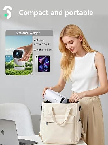 SOOMFON Mini Projector 1080P Support - Portable Small Video Movie Projector Bluetooth 5.1 Auto Keystone Electric Focus for Bedroom/Wall/Home/Outdoor/iPhone/Android/TV Stick thumbnail 7