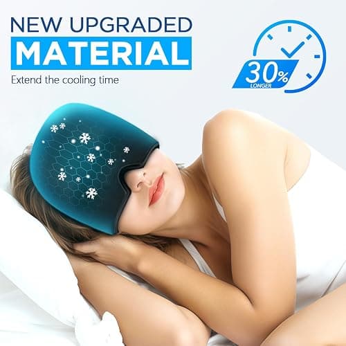 Migraine Relief Cap, Headache Relief Hat for Migraine Cap, Hot and Cold Therapy, Headache Eyes Mask for Stress Relief, Ice Pack Head Wrap for Sinus, Puffy Eyes, Tension,Black thumbnail 2