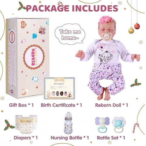 JIZHI Lifelike Reborn Baby Dolls Girl, 17 Inch Real Baby Doll Soft Body Realistic Newborn Vinyl Silicone Baby Doll Full Body Poseable Real Life Baby Dolls with Feeding Kit Gift Box for Kids Age 3+ thumbnail 9