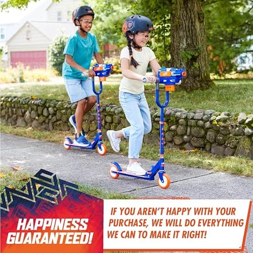 NERF Kick Scooter for Kids, Dual Barrel Blaster Fires Up to 40 Feet, Supports Up to 150lbs, Rear Brake, Sturdy Steel Frame, Wide Surface Textured Molded Deck, Outdoor Activities for Boys/Girls thumbnail 8