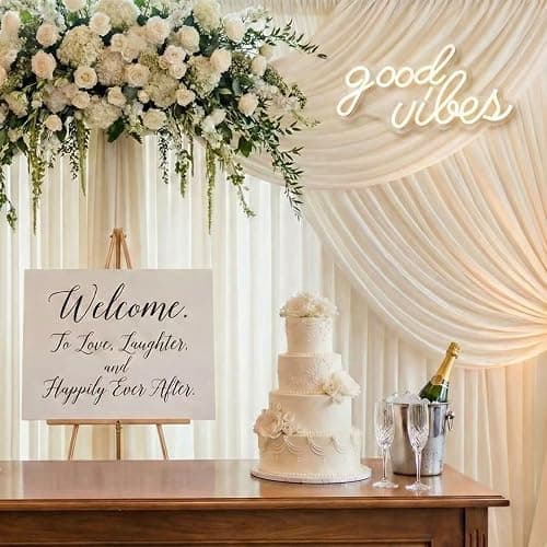 DECANIT Good Vibes Neon Sign Warm White, Boho LED Light for Wall Decor, Living Room, Wedding, Engagement Party, USB Powered 3D Art Holiday Gift, 16.1x8.3 Inch thumbnail 7