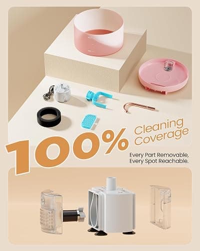 Cat Water Fountain Pink for Drinking: 67oz/2L Cat Fountain | GIOTOHUN Cute Pet Water Fountain for Cats Inside - Quiet Pet Fountain - Faucet Cat Drinking Fountain - Suitable for Kitty thumbnail 5