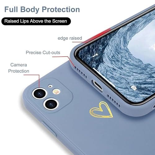 Lafunda Handyhülle Kompatibel mit iPhone 11 Mädchen hülle Ultra Dünn Silikonhülle süß Liebesherz Schutzhülle stoßfest Case Bumper Back Cover mit Fallschutz für iPhone 11 Blau thumbnail 2