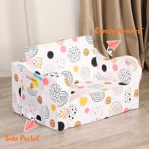 MOMCAYWEX Firework Kids Sofa, 2-in-1 Kids Couch Fold Out, Convertible Sofa to Bed for Girls and Boys thumbnail 7