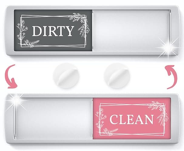 ASSURED SIGNS Stylish Clean Dirty Magnet for Dishwasher 7 x 2 Inch - Dishwasher Magnet Clean Dirty Sign for Kitchen with Sliding Indicator - Promotes Family Routines and Organization - Image 1