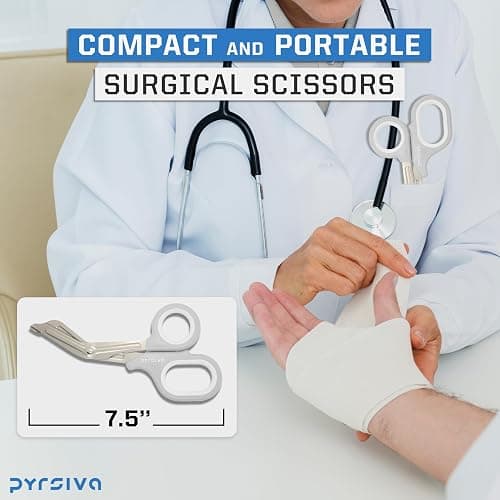 PYRSIVA Trauma Shears – 7.5" Titanium-Coated Stainless Steel Bandage Scissors for Nurses, EMTs & Doctors | Professional Medical Shears for First Responders & Wound Care thumbnail 2