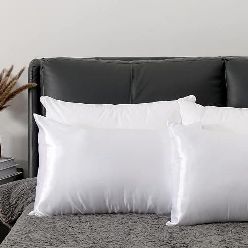 Hugs Living Silky Satin Pillowcase, Cooling and Gentle on Hair and Skin, 2 Pack (White, Queen: 20" x 30") thumbnail 3